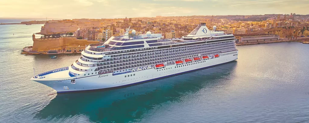 Oceania cruise ship in harbour - Sharon Carr Travel, Dallas