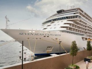 Seven Seas Explorer, Large cruise ship docked at Galataport, Bosphorus ditrict, Karakoy, Istanbul, Turkey - Sharon Carr Travel